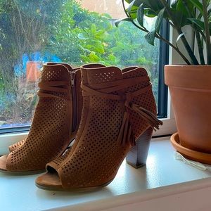 Brow/Cognac Perforated Booties.